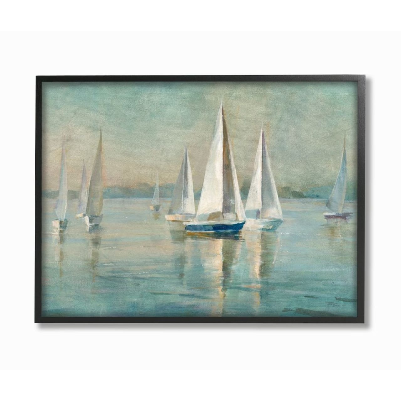 Stupell Industries Traditional Sailboats Relaxed Nautical Painting Black Framed Wall Art